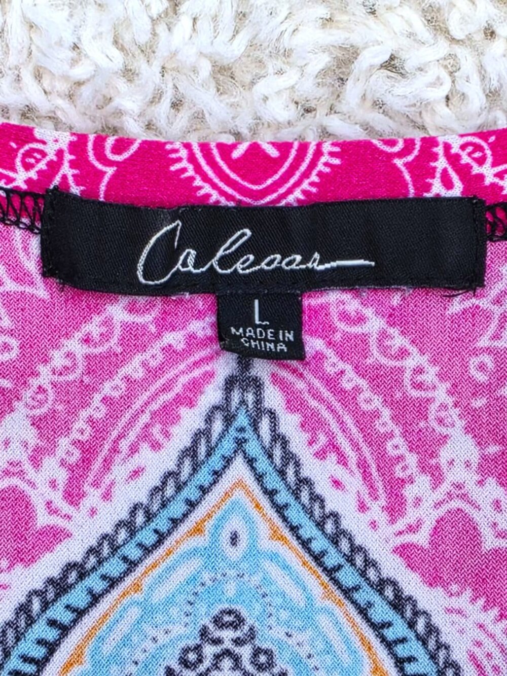 Boho Paisley Maxi Dress Pink Turquoise V-Neck Festival Resort Summer Dress Sz L - Picture 11 of 12